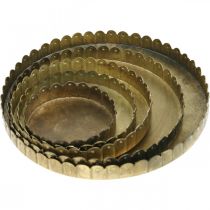 Product Metal plates for decorating, table decoration, candle tray round golden antique look Ø7.5/10/12/15/18cm H2cm set of 5