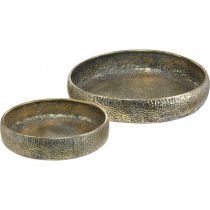 Oriental metal bowl, decorative vessel for planting Golden, antique look Ø49 / 38cm, set of 2
