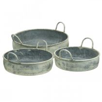 Decorative bowl with handles vintage metal Ø28 / 32.5 / 36cm set of 3