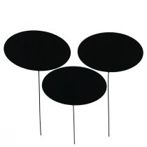 Product Decorative Black Oval Chalkboard Wooden Pegs 10×6cm 12 Pieces