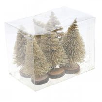 Product Mini fir trees table decoration gold Christmas decoration H7cm 6pcs