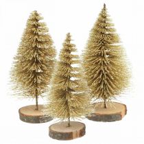 Mini fir trees table decoration gold Christmas decoration H7cm 6pcs