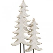 Christmas decoration fir tree wood white on base H28cm