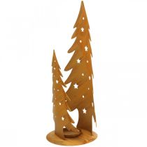 Product Lantern Christmas trees, metal decoration in patina, Christmas H46cm W25.5cm