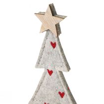 Product Christmas tree decoration felt star heart beige red H21cm 4 pcs