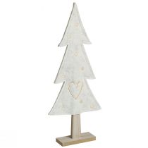 Product Christmas tree felt decoration with heart cream beige H35cm 2 pcs