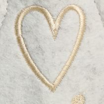 Product Christmas tree felt decoration with heart cream beige H35cm 2 pcs