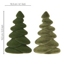Product Christmas tree table decoration flocked firs green 16.5cm 4 pieces
