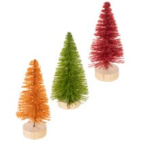 Product Artificial Christmas tree with wooden base, small, 16cm, 6 pieces