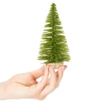 Product Artificial Christmas tree with wooden base, small, 16cm, 6 pieces