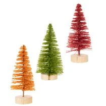 Product Artificial Christmas tree with wooden base, small, 16cm, 6 pieces