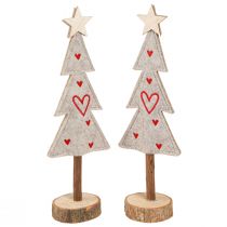 Product Christmas tree made of felt decoration with hearts grey red 28cm 4 pieces