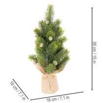 Product Artificial Christmas tree in a jute sack, small table decoration, mini Christmas tree, 38cm