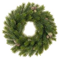 Product Artificial fir branch wreath with cones for door or table, 30cm