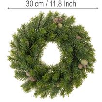 Product Artificial fir branch wreath with cones for door or table, 30cm