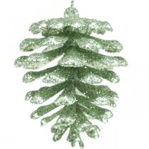 Christmas tree ornaments deco cones glitter mint H7cm 6pcs