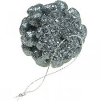 Product Christmas tree ornaments deco cones glitter anthracite H7cm 6 pieces