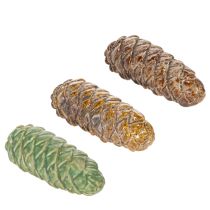 Product Ceramic pine cones, table decoration, autumn, 14cm, 3 pieces