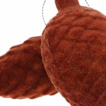 Product Decorative flocked rooibos cones, 9.5cm/8cm, 12 pieces