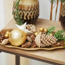 Product Pine cones gold, glitter 13cm 4pcs Christmas tree decorations