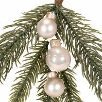 Product Artificial fir branch with white mini Christmas tree baubles, 46cm, 2 pieces