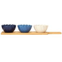Product Tapas bowls Ceramic bowls on tray Blue and white 40×10cm