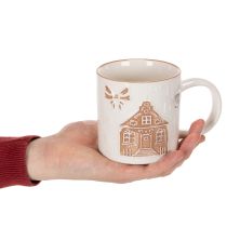Product Ceramic mug with house motif and relief pattern, 9cm