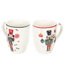 Product Christmas mug with nutcracker and candy cane motif, 10cm, 2 pieces