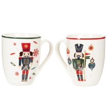 Product Christmas mug with nutcracker and candy cane motif, 10cm, 2 pieces