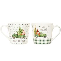 Product Coffee mug Merry Christmas Christmas car motif ceramic mug 10cm 2pcs