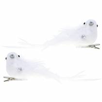 Dove on clip white 14cm 2pcs