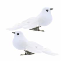 Dove with pearls and clip white H4.5cm 12pcs
