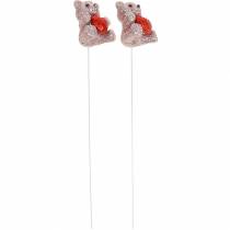 Product Decorative plug bear with heart, Valentine's Day, flower plug glitter 9 pcs
