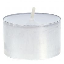 Tealights 75 pieces white in an aluminum bowl burning time 8 hours