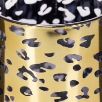 Product Glass tealight holder with leopard print for table decoration, 12cm