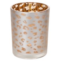 Product Glass tealight holder with leopard print, 12cm