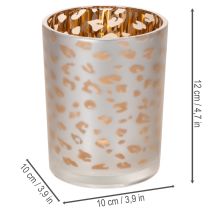 Product Glass tealight holder with leopard print, 12cm