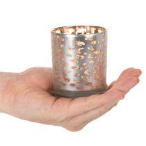 Product Glass tealight holder with leopard print, two-tone, 8cm