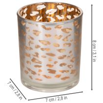 Product Glass tealight holder with leopard print, two-tone, 8cm