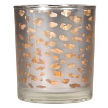 Product Glass tealight holder with leopard print, two-tone, 8cm