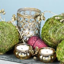 Product Tealight glass champagne antique gold with metal rim Ø6cm H3.5cm