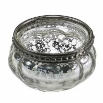 Product Tealight glass antique silver with metal rim Ø6cm H3.5cm