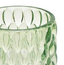 Product Tealight glass green lantern tinted glass Ø9.5cm H9cm 2pcs