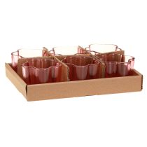 Product Tealight holder flower tealight glass pink Ø7.5cm H6cm 6pcs