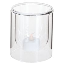Product Tealight Holder Glass Round Lantern Clear Ø8.5cm H10cm 4 pcs