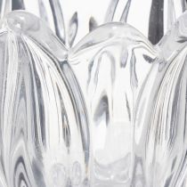 Product Glass candle holders with a floral pattern for elegant table decoration, 14cm, 2 pieces