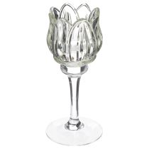 Product Glass tealight holder, decorative flower shape for a stylish ambience, 17cm
