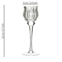 Product Glass flower candle holder for elegant table decoration, events and weddings, 22cm