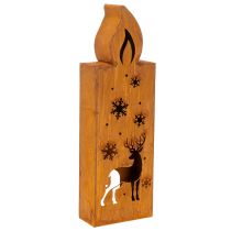 Product Christmas tealight holder, rusted metal candle holder, deer, 45x14cm