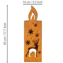 Product Christmas tealight holder, rusted metal candle holder, deer, 45x14cm